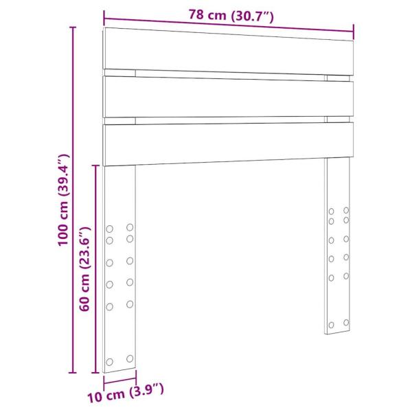 Kopfteil mit Kopfteil Graues Sonoma 75 cm Holzwerkstoff