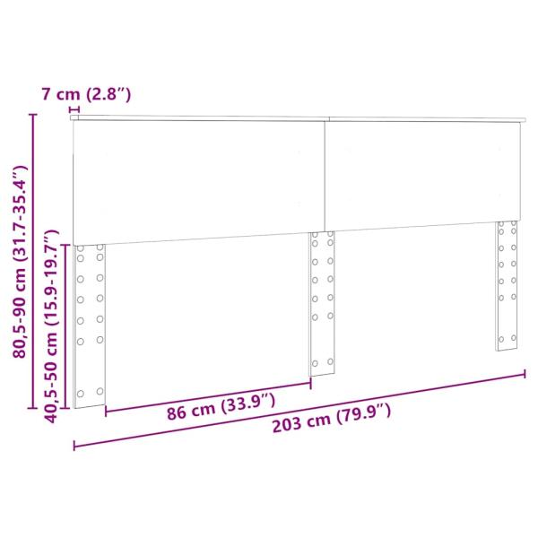 Kopfteil mit Kopfteil Schwarz Eichen-Optik 200 cm Holzwerkstoff