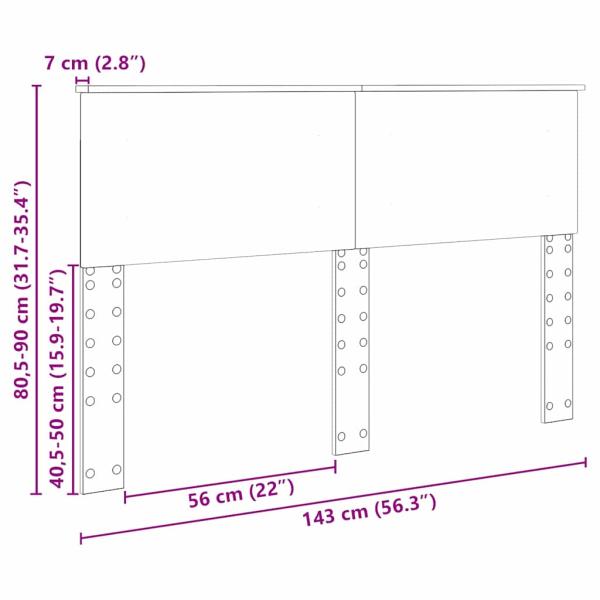 Kopfteil mit Kopfteil Schwarz Eichen-Optik 140 cm Holzwerkstoff