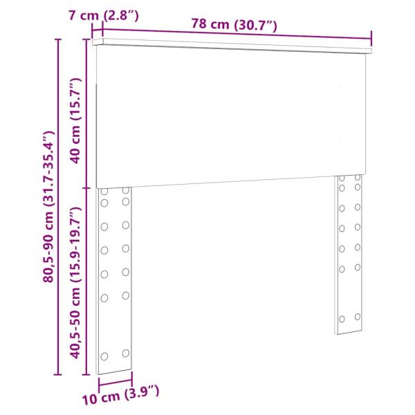 Kopfteil mit Kopfteil Graues Sonoma 75 cm Holzwerkstoff