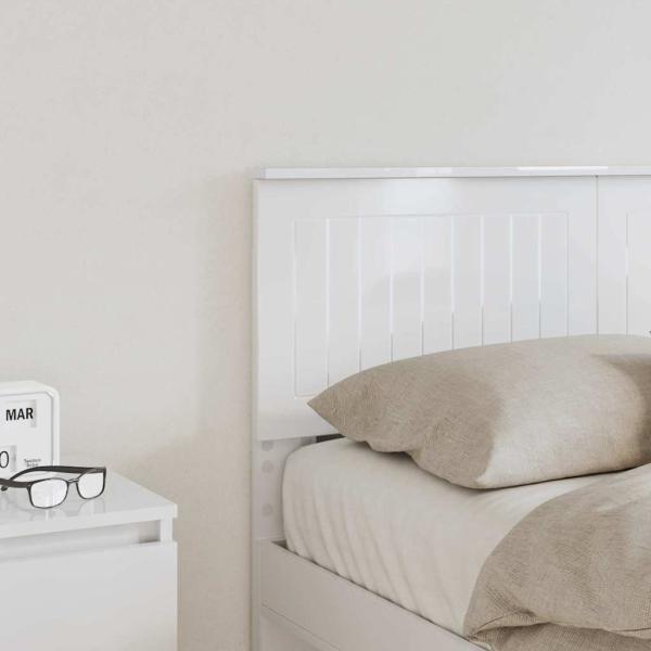 Kopfteil mit Kopfteil Glänzend Weiß 120 cm Holzwerkstoff