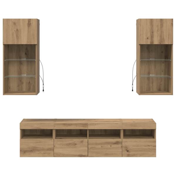 TV Wand Einheiten mit LED 5 pcs Artisan-Eiche 40,5 x 30 x 90 cm