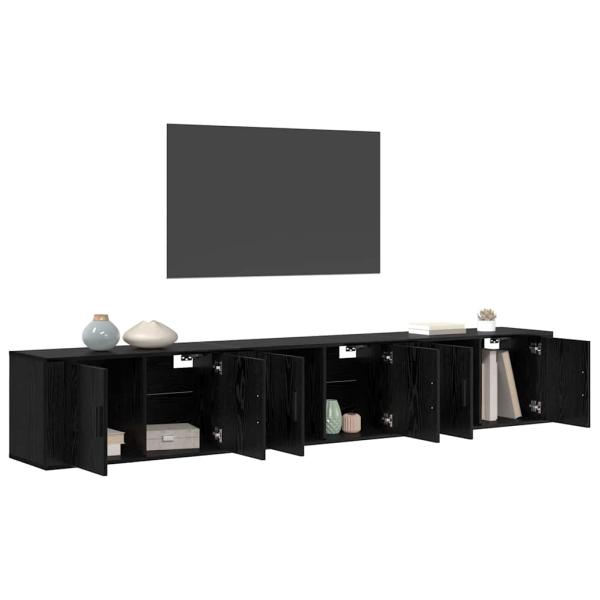 Wand-TV-Schrank Set Wandmontiert 3 pcs Schwarz Eichen-Optik