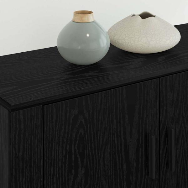 Wand-TV-Schrank Set Wandmontiert 3 pcs Schwarz Eichen-Optik