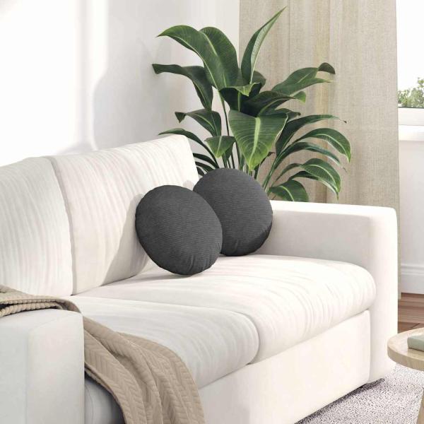 ARDEBO.de - Sitzkissen 2 pcs Dunkelgrau Ø 30 cm Cordstoff