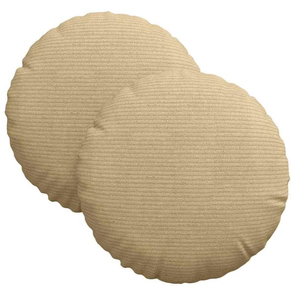 Sitzkissen 2 Stk. Cordstoff Grau-Grün Ø30 x 13 cm