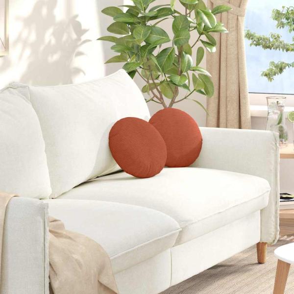 ARDEBO.de - Sitzkissen 2 pcs Rot-Orange Ø 30 cm Cordstoff