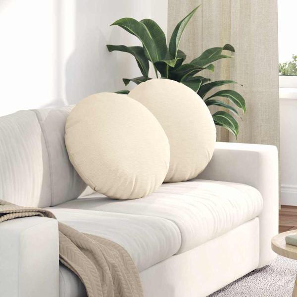 ARDEBO.de - Sitzkissen 2 pcs Creme Ø 50 cm Cordstoff