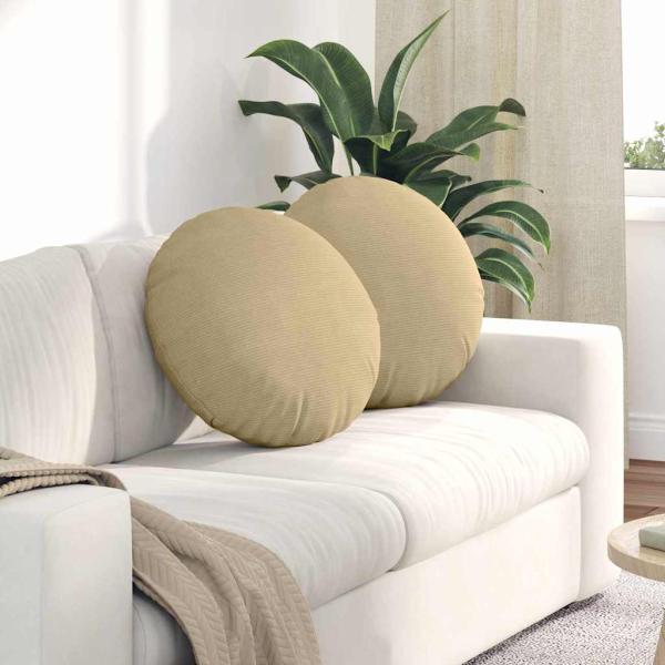 ARDEBO.de - Sitzkissen 2 pcs Grau-Grün Ø 50 cm Cordstoff