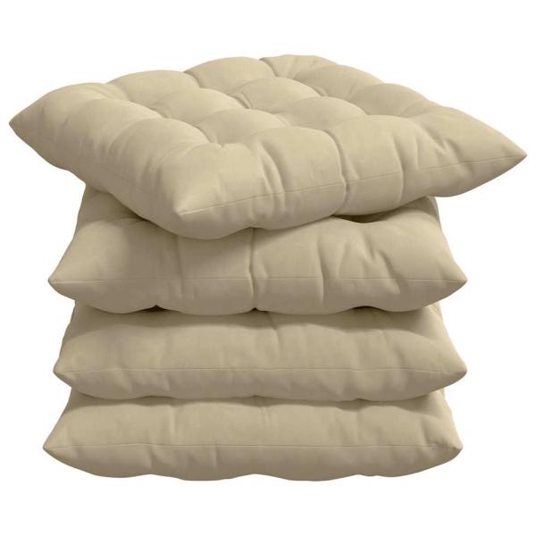ARDEBO.de - Sitzkissen 4 pcs Creme 40 x 40 x 6 cm Mikrofaser