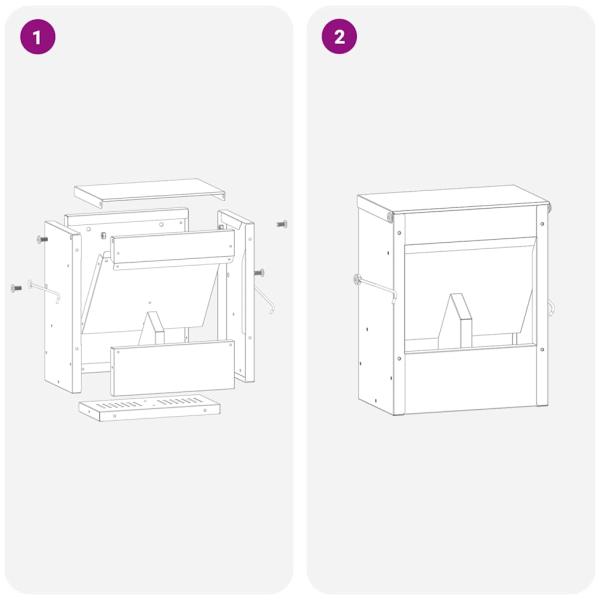 Kaninchenfütterer Schwarz 20 x 12,5 x 25 cm Kaltgewalzter Stahl
