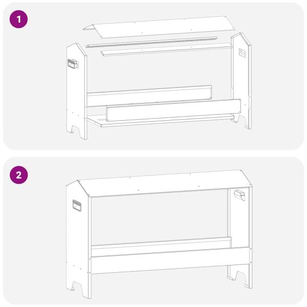 Hühnerfütterungsrinne Schwarz 81 x 32 x 53,5 cm