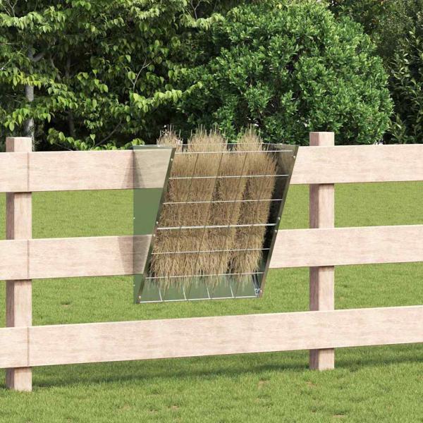 ARDEBO.de - Hängender Heufutterspender Silber 61 x 33 x 66 cm