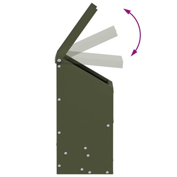 ARDEBO.de - Hühnerfütterer Olive Grün 21 x 16 x 33 cm Kaltgewalzter Stahl