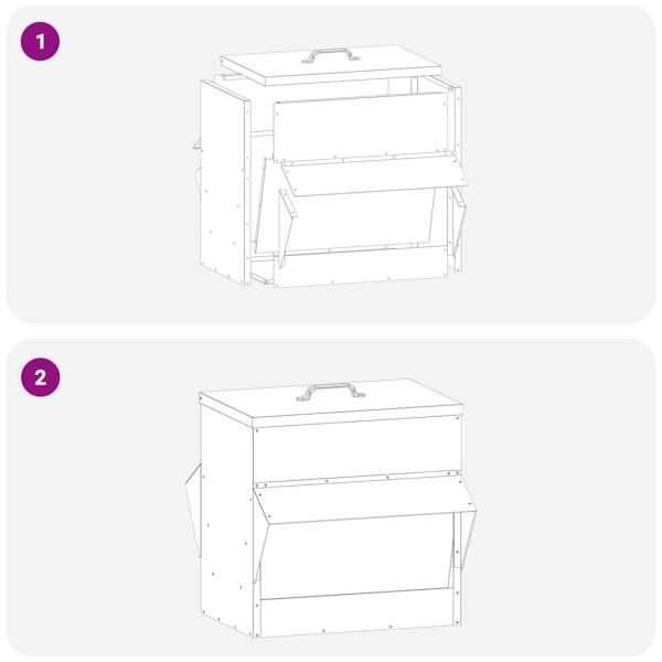 Hühnerfütterer Olive Grün 40,5 x 45 x 41 cm Kaltgewalzter Stahl