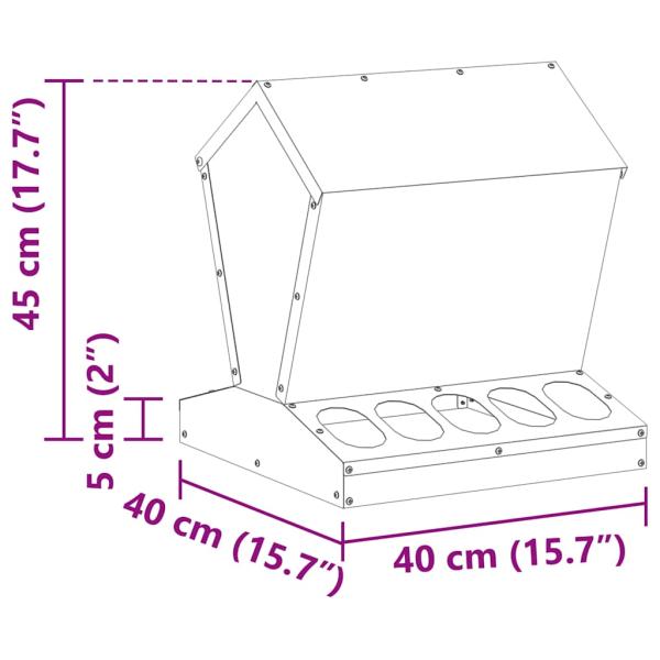 ARDEBO.de - Hühnerfütterer Olive Grün 40 x 40 x 45 cm Kaltgewalzter Stahl
