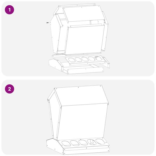 Hühnerfütterer Silber 30 x 30 x 39 cm Verzinkter Stahl