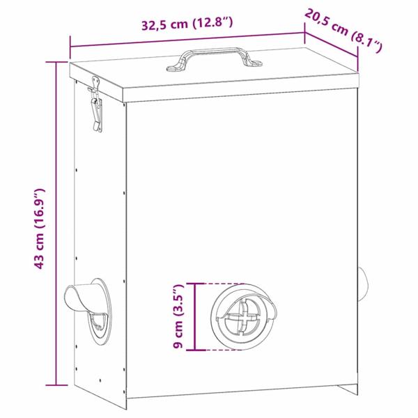 Hühnerfütterer Silber 32,5 x 20,5 x 43 cm Verzinkter Stahl