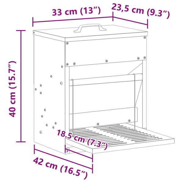 Hühnertretfeeder Schwarz 25 x 42 x 40 cm Kaltgewalzter Stahl