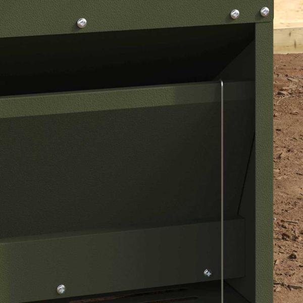 Hühnertretfeeder Olive Grün 25 x 42 x 40 cm Kaltgewalzter Stahl