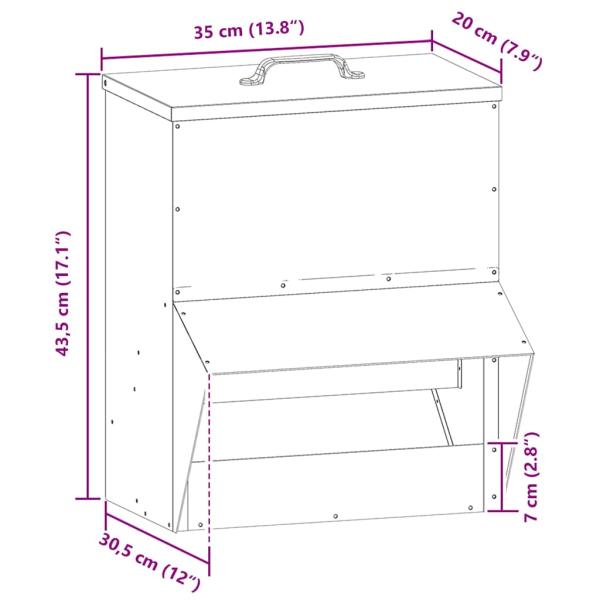 Hühnerfütterer Silber 20 x 25 x 35 cm Verzinkter Stahl