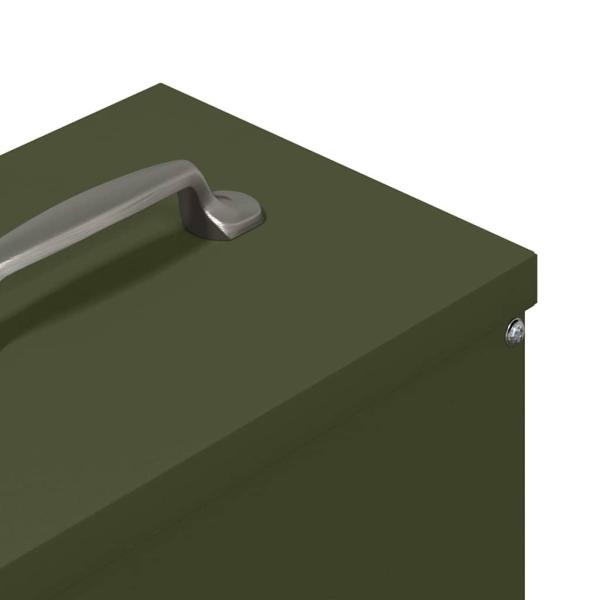 Hühnerfütterer Olive Grün 20 x 25 x 35 cm Kaltgewalzter Stahl