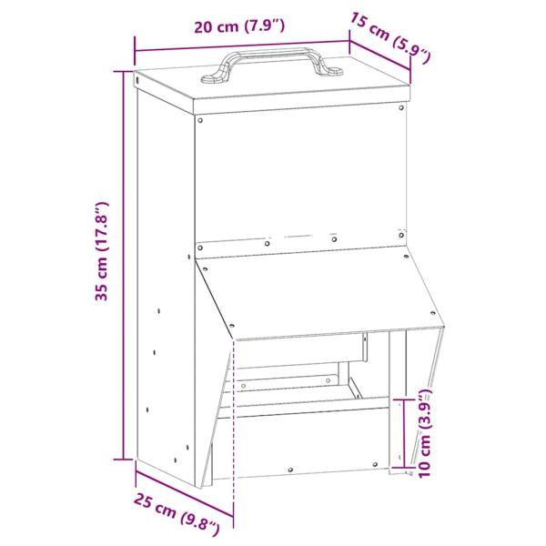 Hühnerfütterer Silber 20 x 25 x 35 cm Verzinkter Stahl
