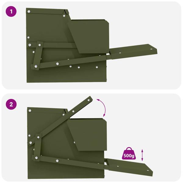Hühnertretfeeder Olive Grün 50 x 40 x 29 cm Kaltgewalzter Stahl