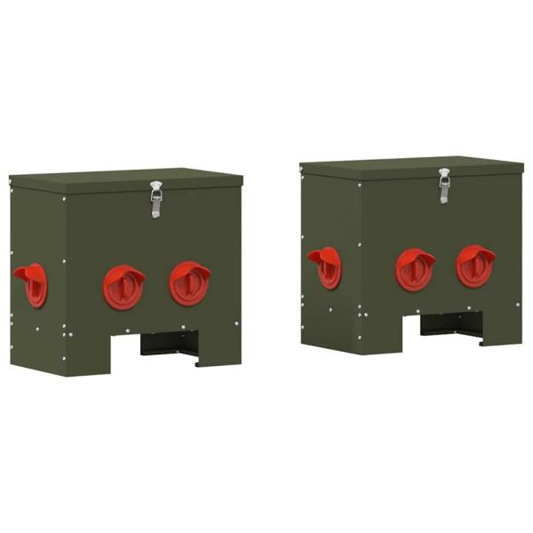 Hühnerfütterer 2 pcs Olive Grün 60,5 x 29 x 51 cm