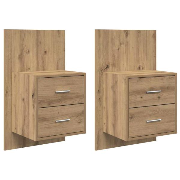 Wandmontierter Nachtschrank mit Schubladen 2 pcs Artisan-Eiche