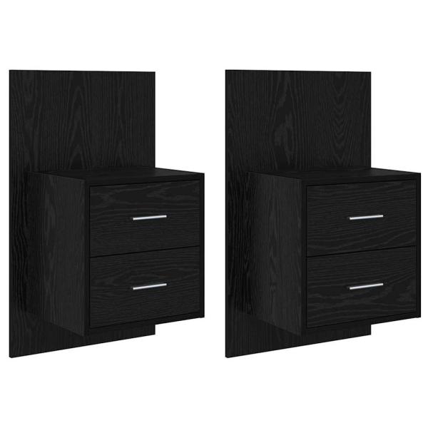 Wandmontierter Nachtschrank 2 pcs Schwarz Eichen-Optik