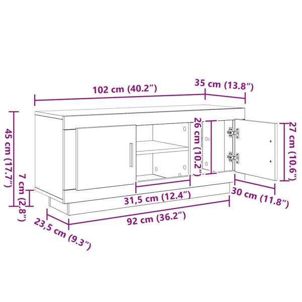 TV-Schränk Altholz 102 x 35 x 45 cm Holzwerkstoff