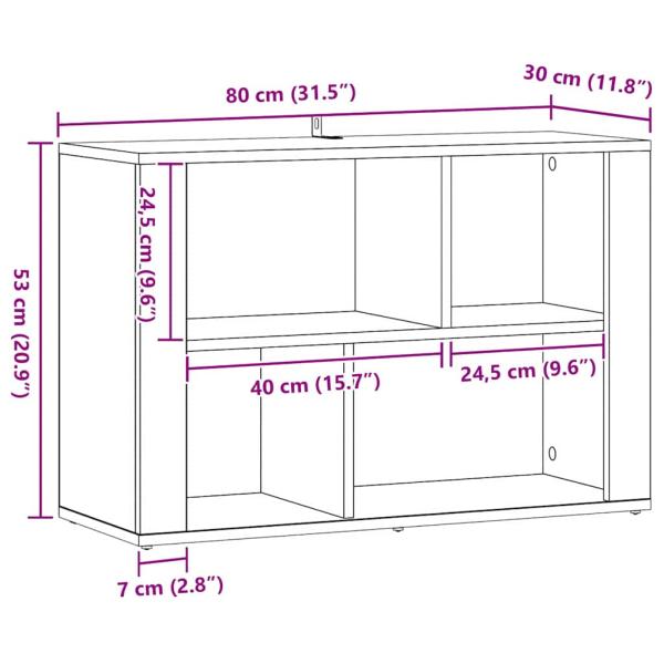 Sideboard Schwarz Eichen-Optik 80 x 30 x 53 cm Holzwerkstoff