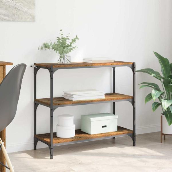 ARDEBO.de - Bücherregal Altholz 80 x 33 x 70,5 cm Verbundholz und Eisen