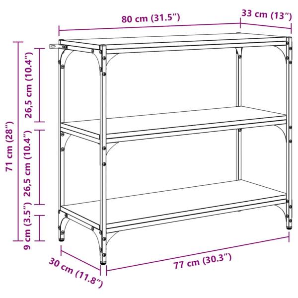 Bücherregal Artisan-Eiche 80 x 33 x 70,5 cm