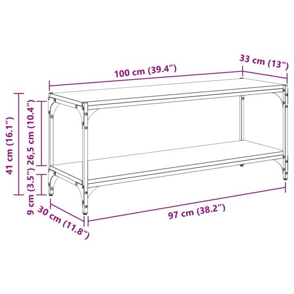 TV-Schränk Altholz 100x33x41cm Verbundholz und Eisen