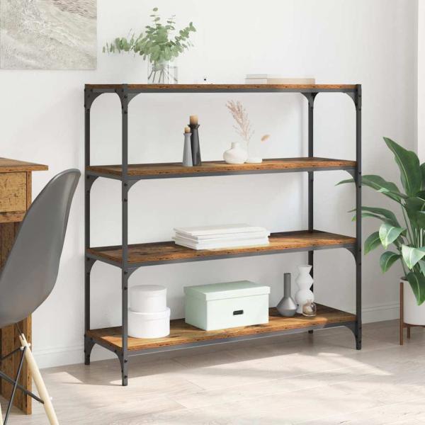 ARDEBO.de - Bücherregal Altholz 100 x 33 x 100 cm Verbundholz und Eisen