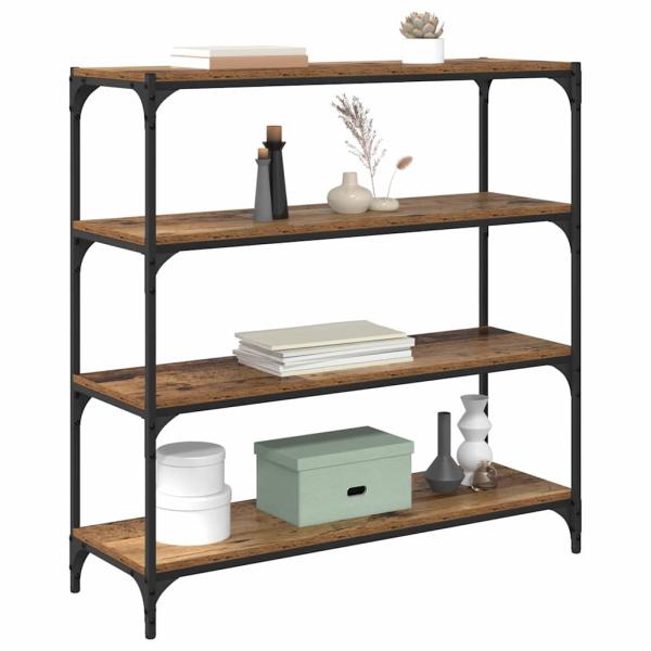 Bücherregal Altholz 100 x 33 x 100 cm Verbundholz und Eisen