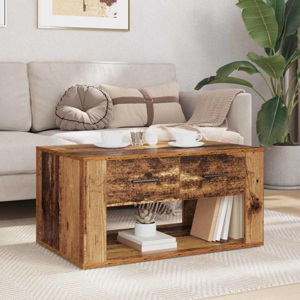 Couchtisch mit Schubladen Altholz 80 x 50 x 40 cm Holzwerkstoff