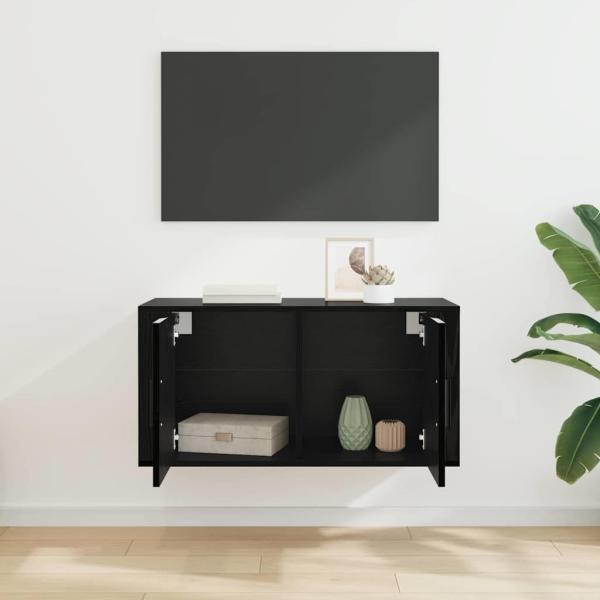 Wandmontiertes TV-Regal Schwarze Eiche 80 x 34,5 x 40 cm