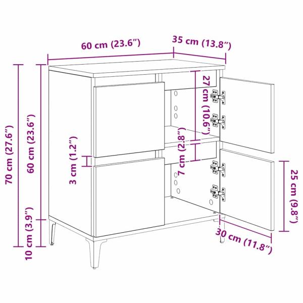 Sideboard Artisan-Eiche 60 x 35 x 70 cm Verbundholz und Eisen
