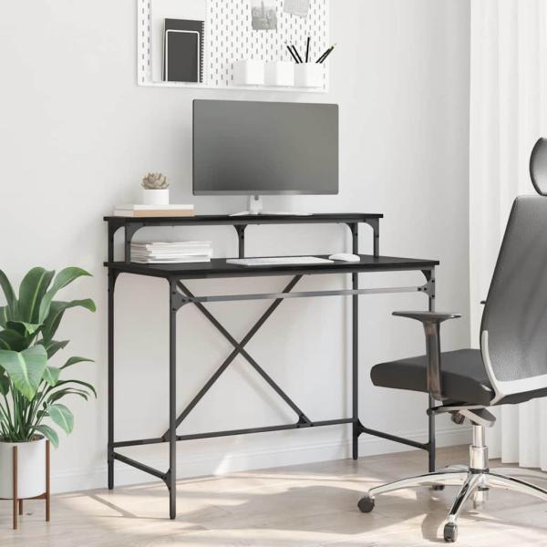 ARDEBO.de - Schreibtisch Schwarz Eichen-Optik 100 x 50 x 90 cm