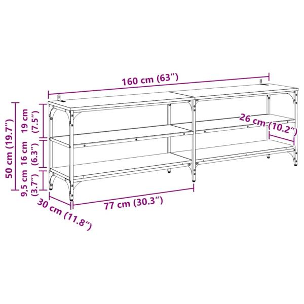 TV-Schränk Artisan-Eiche 160 x 30 x 50 cm Verbundholz und Eisen