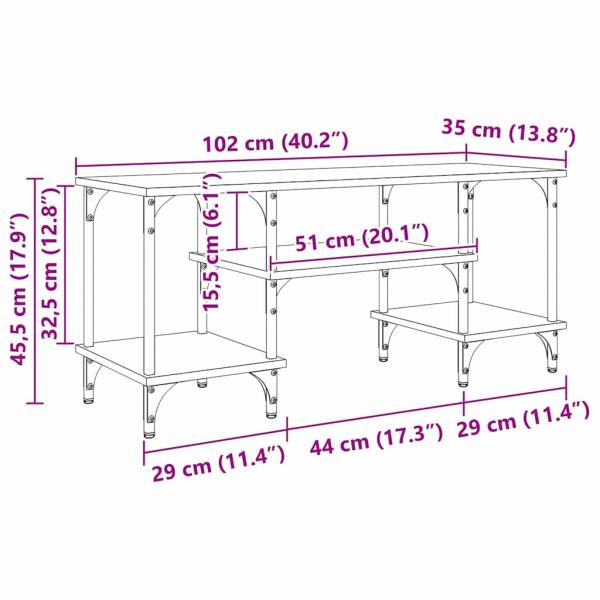 TV-Schränk Altholz 102 x 35 x 45,5 cm Verbundholz und Eisen