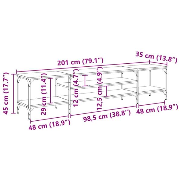 TV-Schränk Artisan-Eiche 201 x 35 x 45 cm Verbundholz und Eisen