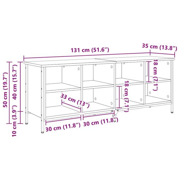 Schuhschrank mit Regal Artisan-Eiche 131 x 35 x 50 cm