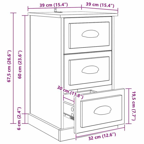 Nachttisch Schwarz Eichen-Optik 39 x 39 x 67,5 cm Holzwerkstoff