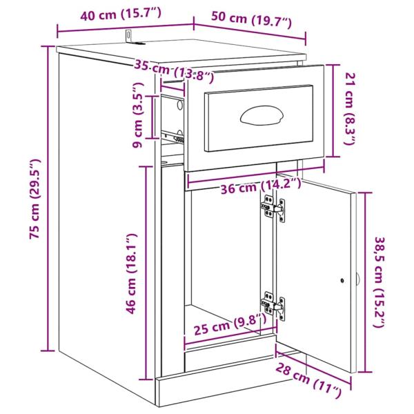 Beistellschrank Altholz 40 x 50 x 75 cm Holzwerkstoff