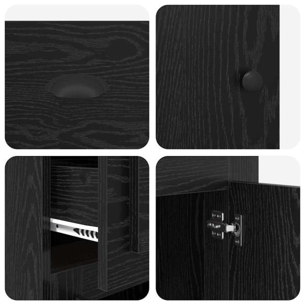 Beistellschrank Schwarz Eichen-Optik 40 x 50 x 75 cm