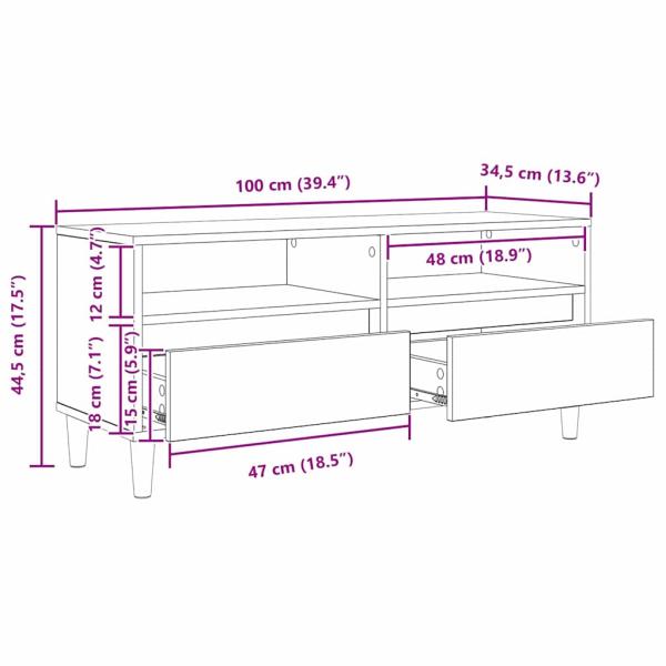 TV-Schränk Artisan-Eiche 100 x 34,5 x 44,5 cm Holzwerkstoff